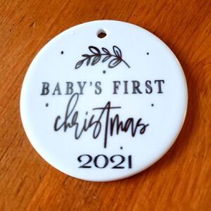 Baby's first Christmas, 3 inch white ceramic ornament